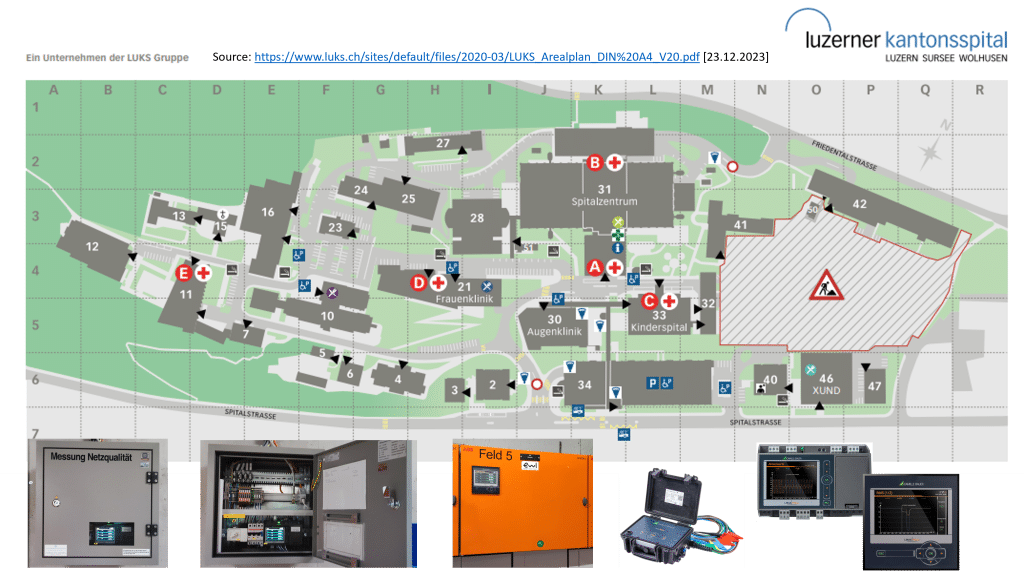 Kantonsspital Luzern Situationsplan mit LINAX PQ3000 und LINAX PQ5000