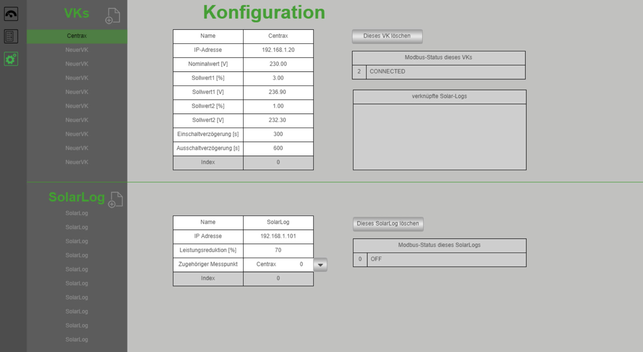 Configuration from the application